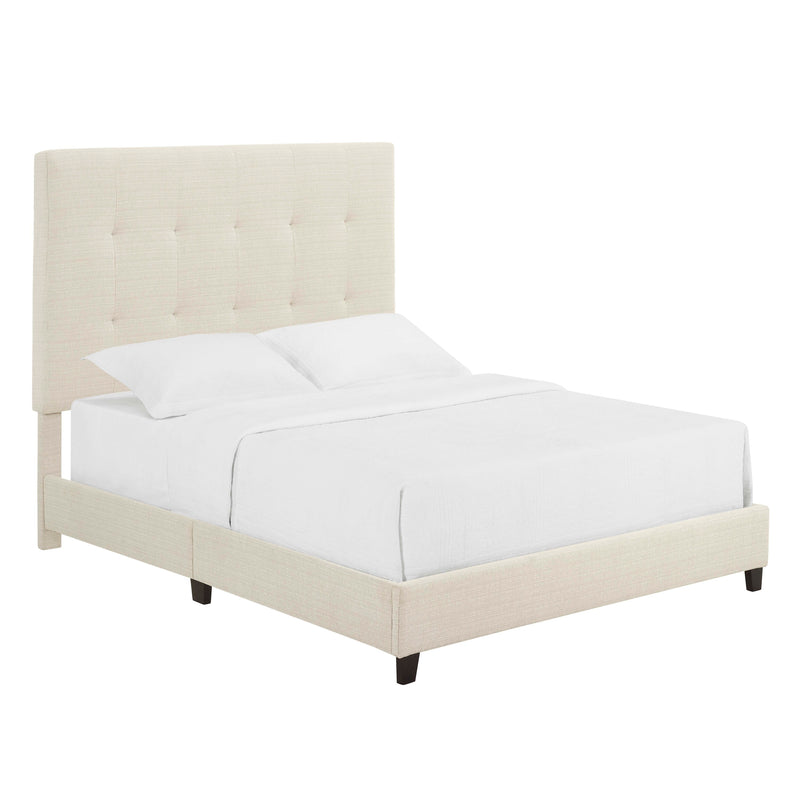 Bridgevine Home Queen Size Beige Tufted Upholstered Platform Bed