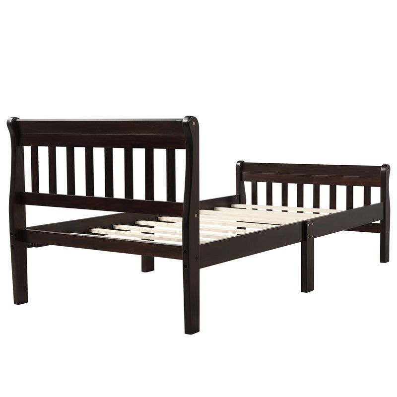 Wood Platform Bed Twin Bed Frame Panel Bed Mattress Foundation Sleigh Bed with Headboard/Footboard/Wood Slat Support