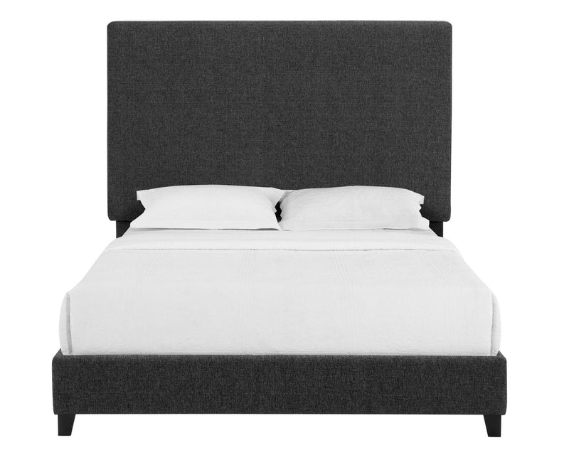 Queen Size Charcoal Gray Upholstered Platform Bed