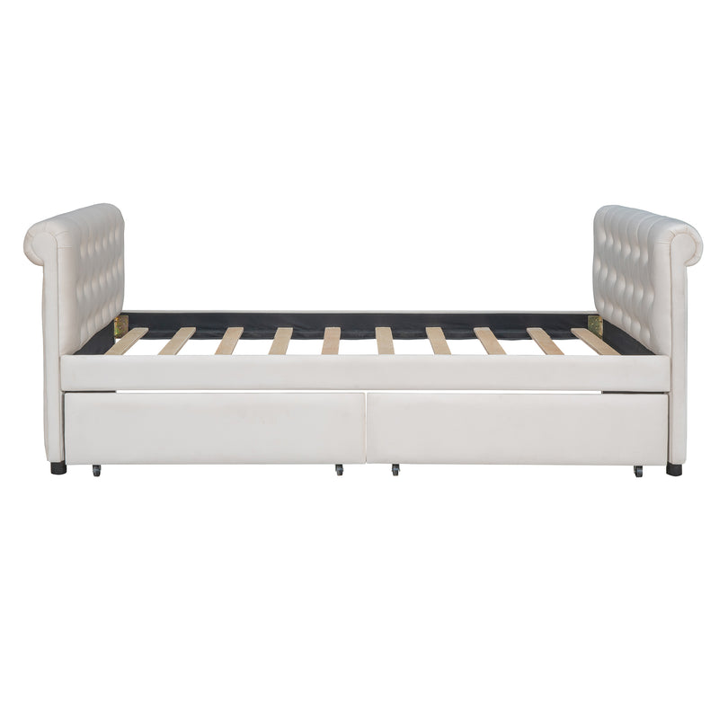 Twin Size Upholstered daybed with Drawers, Wood Slat Support, Beige(OLD SKU :LP000117AAA)