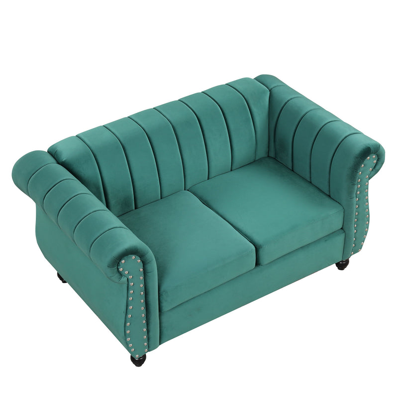 Modern Sofa Dutch Fluff Upholstered Sofa With Solid Legs, Buttoned Tufted Backrest