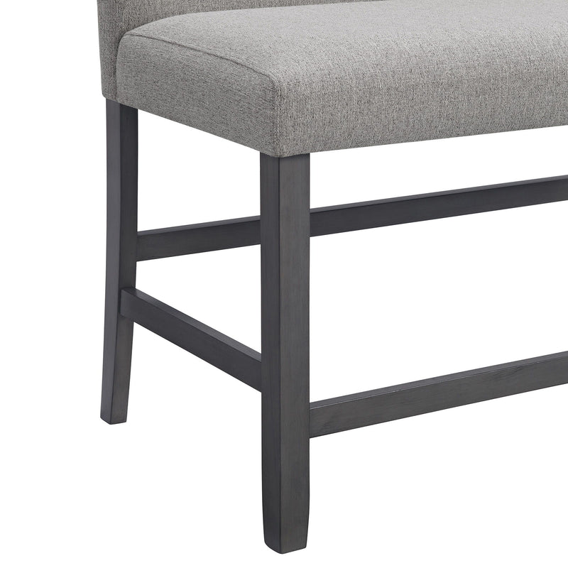 Seneca - Counter Bench With Upholstered Back And Grey Fabric - Gray