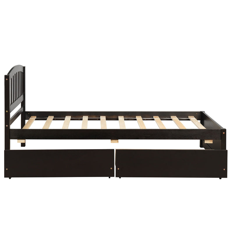 Twin Size Platform Bed With Two Drawers - Espresso