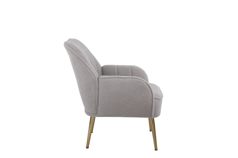 Modern Mid-Century Chair Linen Sherpa Armchair For Living Room Bedroom Office