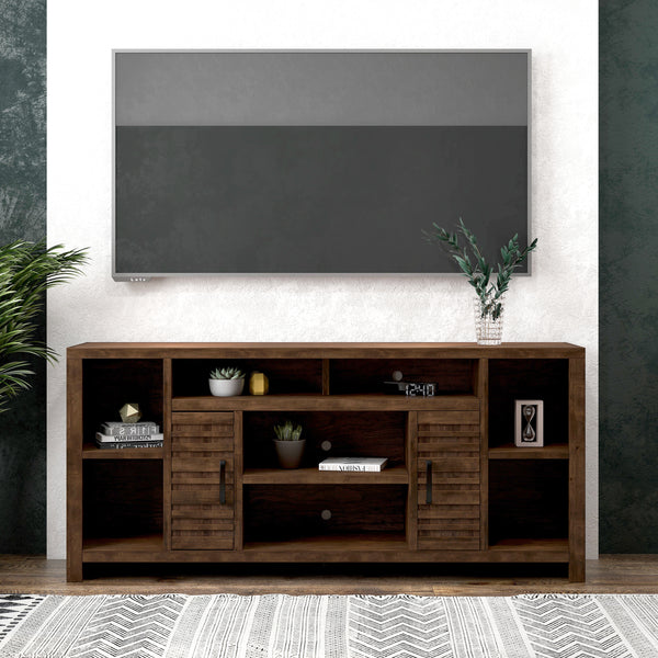 Bridgevine Home Sausalito 74 inch TV Stand Console for TVs up to 85 inches, No Assembly Required, Whiskey Finish