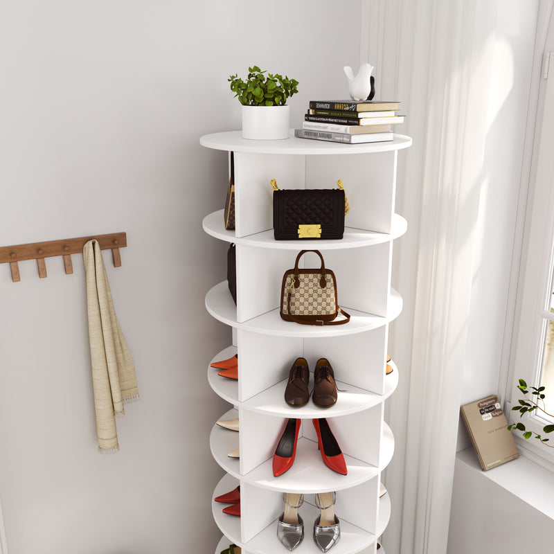 New 360 Rotating Shoe Cabinet 7 Layers Holds Up To 28 Paris Of Shoes