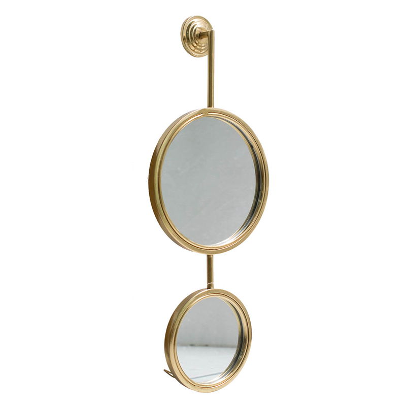 2 Circle Mirrors For Wall Decor, Unique Contemporary Wall Mirror For Living Room Bedroom Entryway - Gold