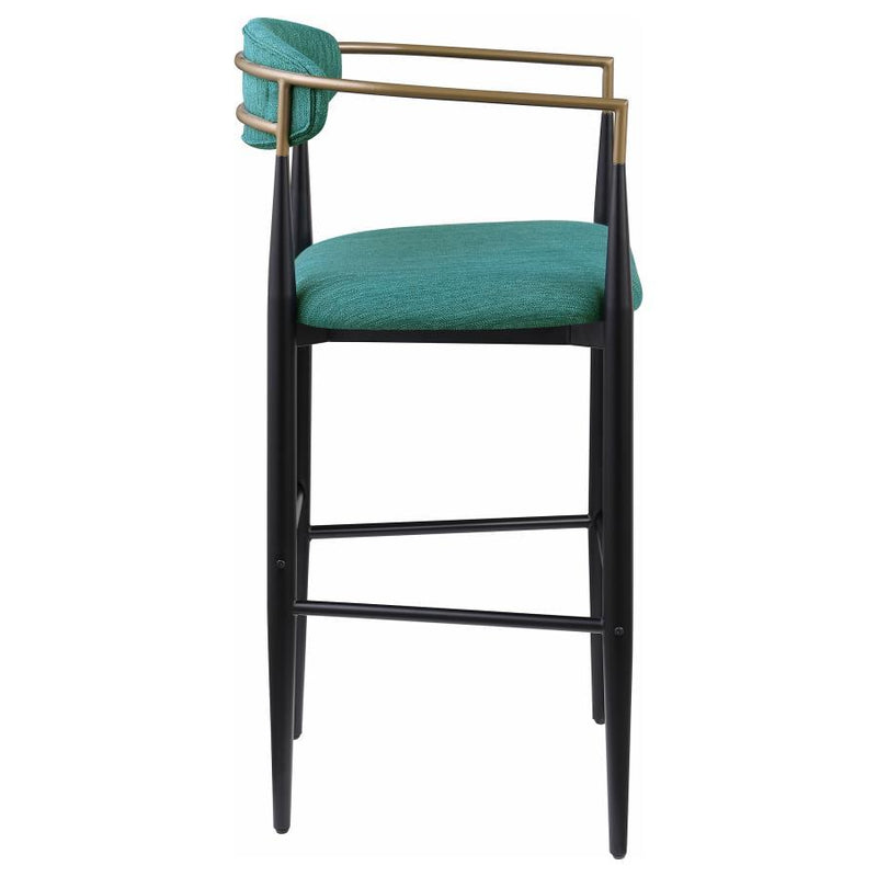 Tina - Metal Pub Height Bar Stool With Upholstered Back And Seat (Set of 2)