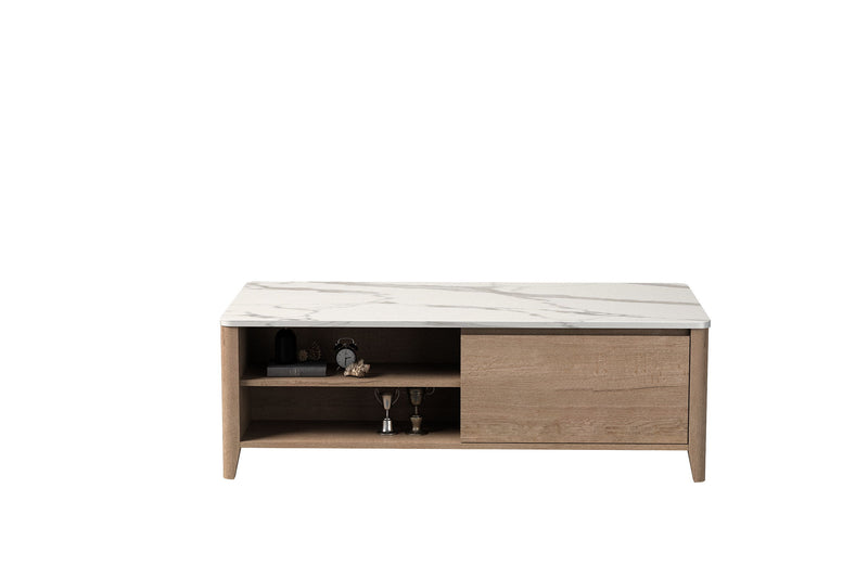 Modern Farmhouse Double Drawer Coffee Table For Living Room Or Office - Tobacco / White