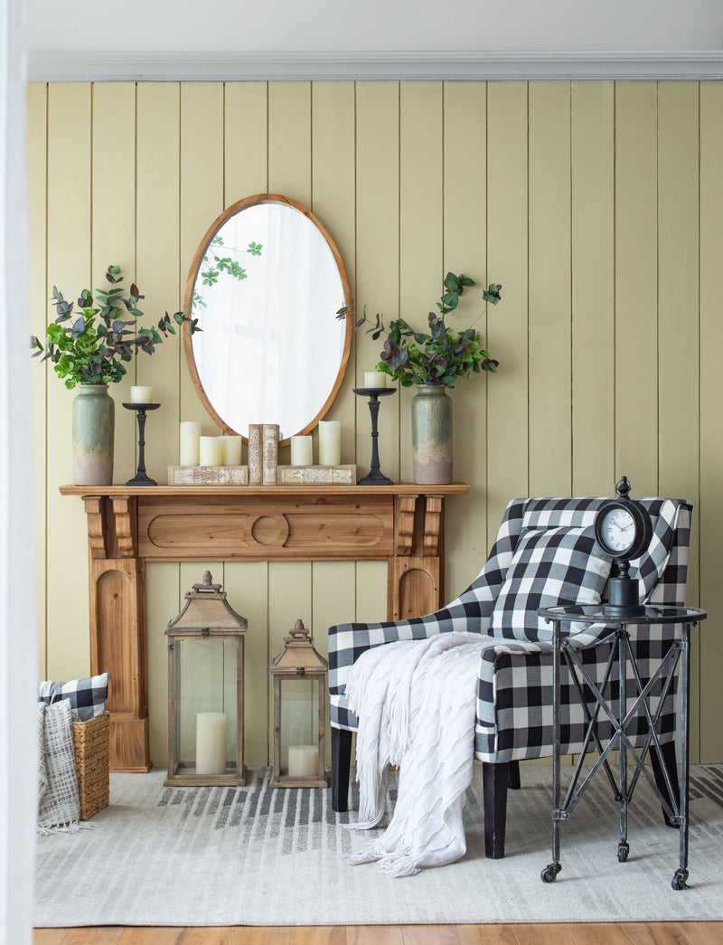 Oval Wall Mirror With Wood Frame, Farmhouse Wood Mirror For Bathroom Entryway Console Lean Against Wall - Brown