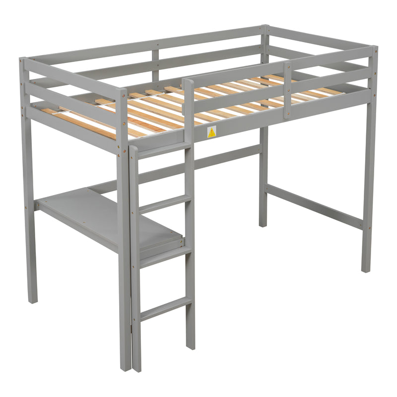 Twin Loft Bed with  built-in desk,Grey(Old SKU:W50450910)