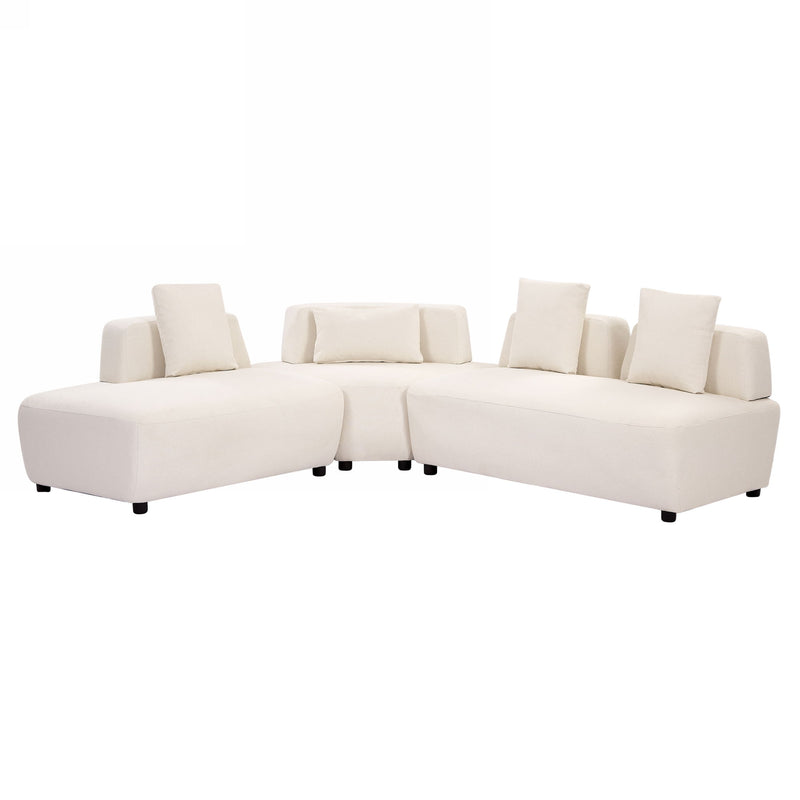 Contemporary 3 Piece Sectional Sofa Free Convertible Sofa With Four Removable Pillows For Living Room