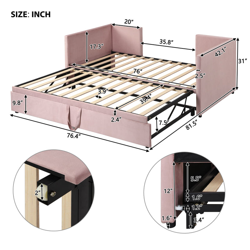 Twin Size Upholstered Daybed With Pop Up Trundle