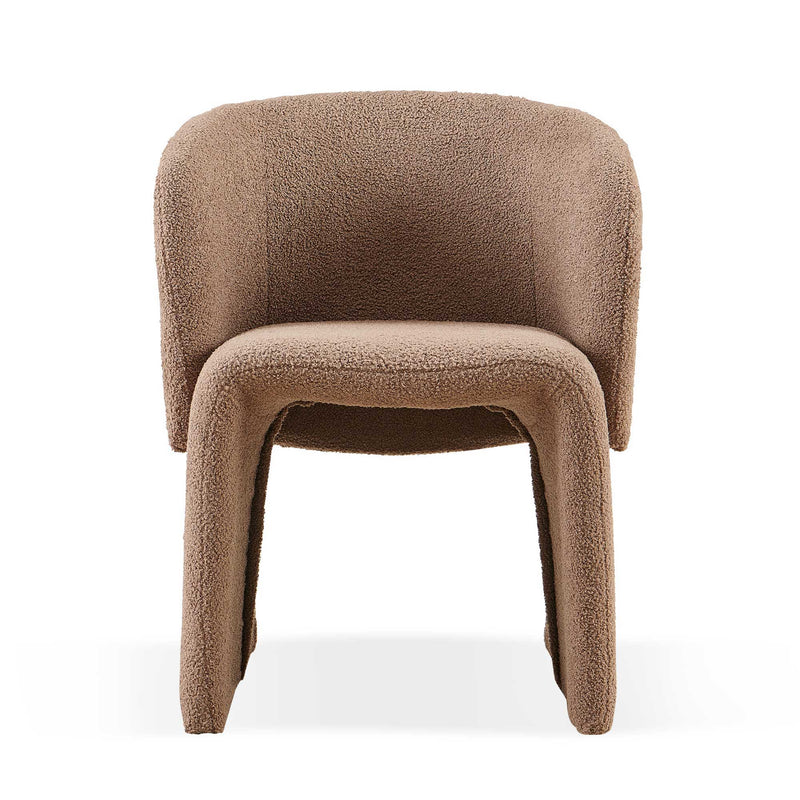 Modern Accent Chair Brown Single Sofa Chair, Upholstered Side Chair Teddy Comfy Chair For Dining Room / Bedroom / Living Room / Reception