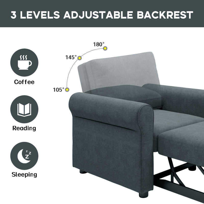 3 In 1 Sofa Bed Chair, Convertible Sleeper Chair Bed, Adjust Backrest Into A Sofa, Lounger Chair, Single Bed, Modern Chair Bed Sleeper For Adults