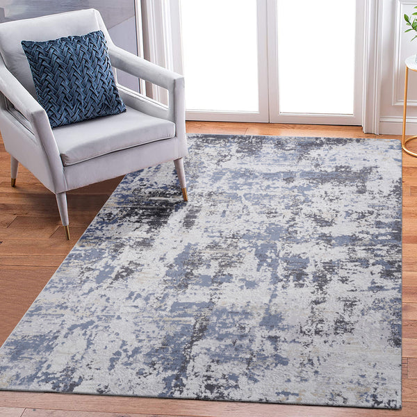 6' x 9' Abstract Non-Shedding Living Room Bedroom Dining Home Office Stylish And Stain Resistant Area Rug - Gray / Denim