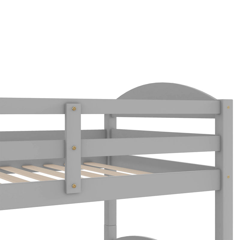 Twin L-Shaped Bunk bed with Trundle-Gray{OLD SKU:LP000024AAE}