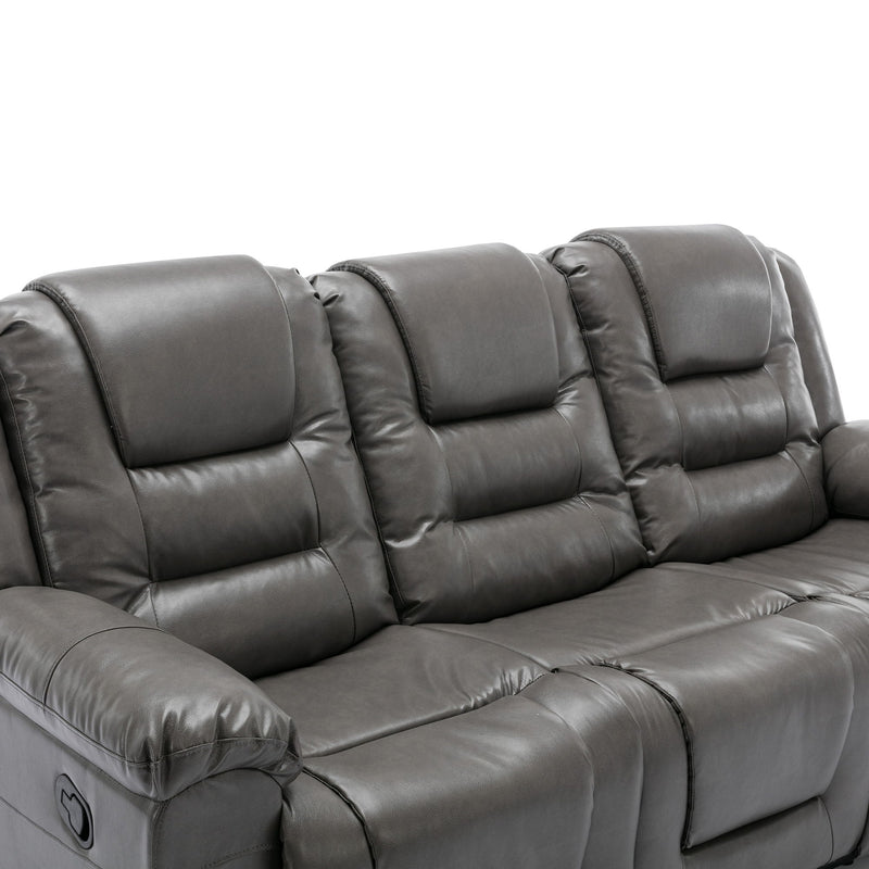 3 Seater Home Theater Recliner Manual Recliner Chair With Two Built-In Cup Holders For Living Room