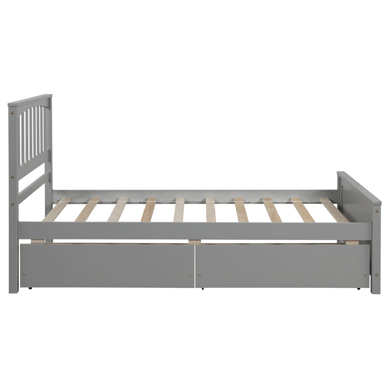 Twin size Platform Bed with Two Drawers, Gray