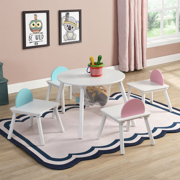 Children's Panel Table With 4 Chairs - White