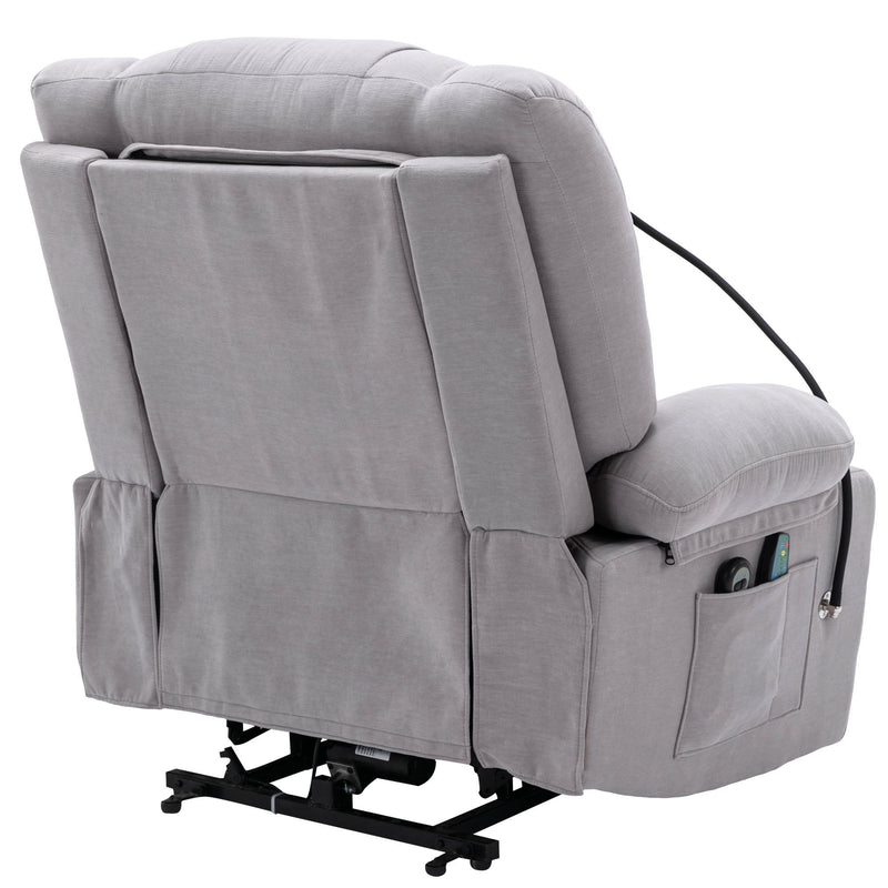 Power Lift Recliner Chair Electric Recliner For Elderly Recliner Chair With Massage And Heating Functions, Remote, Phone Holder Side Pockets And Cup Holders For Living Room