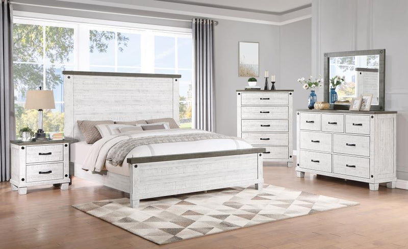 Lilith - 7-Drawer Dresser With Mirror Distressed - Grey And White