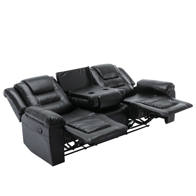 3 Seater Home Theater Recliner Manual Recliner Chair With Two Built-In Cup Holders For Living Room