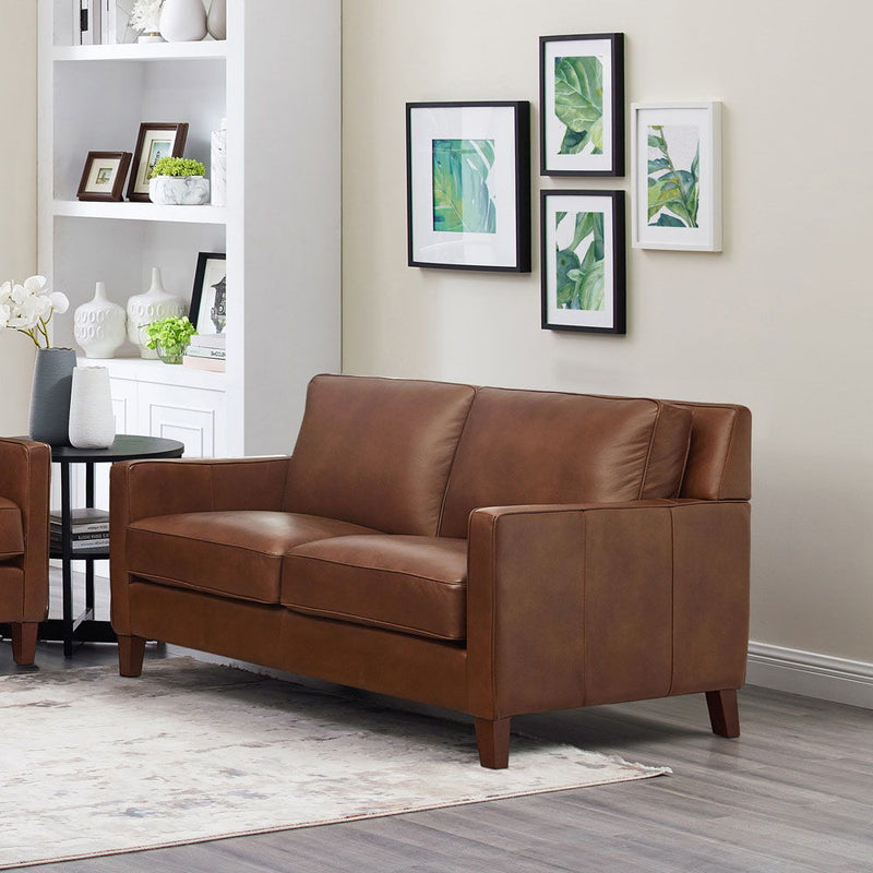 Ashby - Leather Loveseat - Pecan