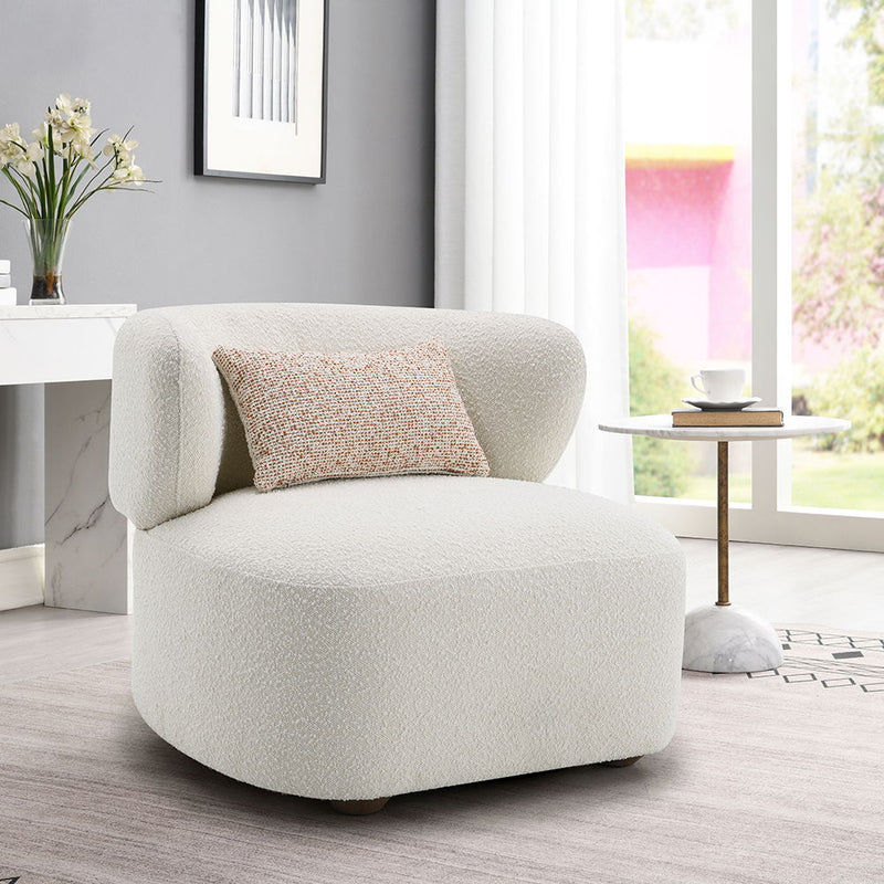 Darius - Accent Chair With Pillow - Beige Boucle