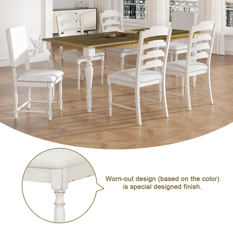 Topmax - Vintage Traditional Extendable Dining Table Set With Removable Leaf