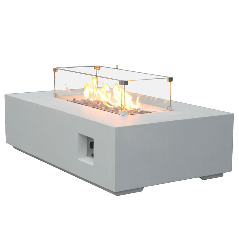 Outdoor Concrete Propane Gas Rectangle Fire Pit Table