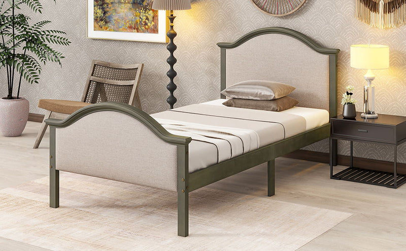 Bed With Upholstered Headboard And Footboard, With Slats