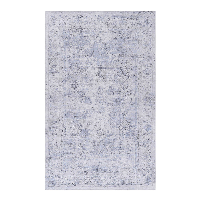 3' x 5' Area Rug, Washable Rug, Low-Pile, Non-Slip, Non-Shedding, Foldable, Kid & Pet Friendly Area Rugs For Living Room, Bedroom, Kitchen, Dining Room Rug, Perfect Gifts - Blue / Cream