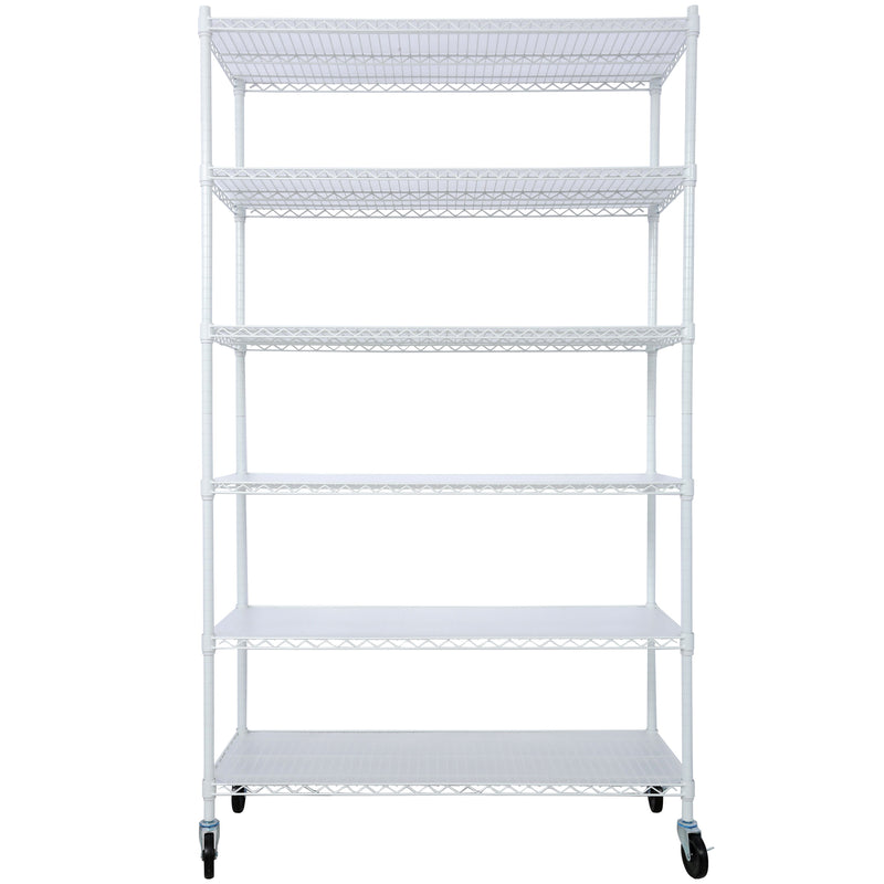 6 Tier 6000Lbs Capacity Nsf Metal Shelf Wire Shelving Unit, Heavy Duty Adjustable Storage Rack With Wheels & Shelf Liners For Commercial Grade Utility Steel Storage Rack