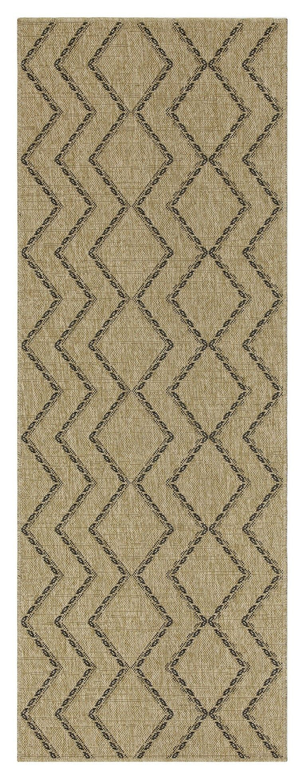 Earth - 2'7" X 7'3" Indoor / Outdoor Polypropylene Area Rug - Jute / Black