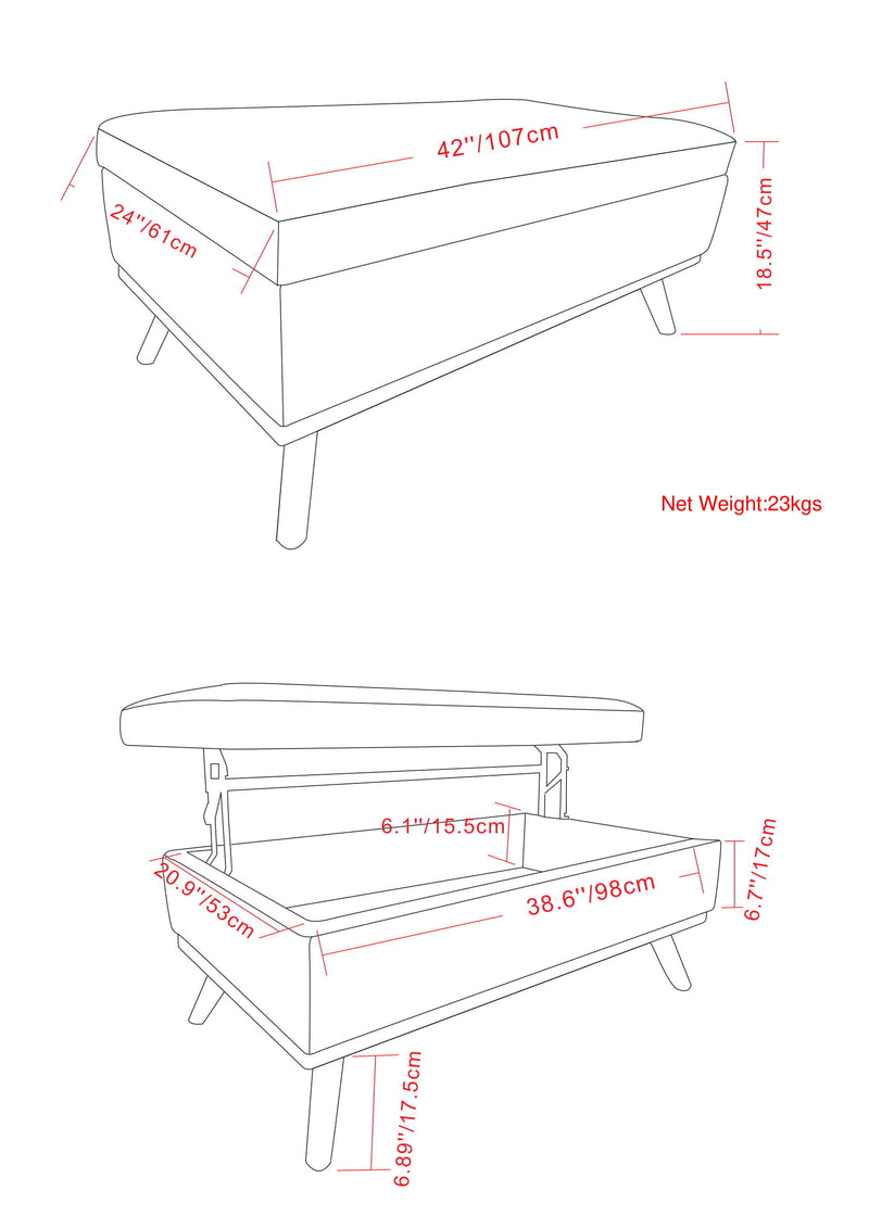 Owen - Lift Top Large Coffee Table Storage Ottoman