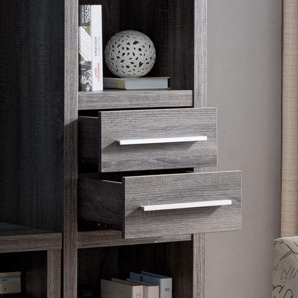 Media Pier, Bookcase Display With Two Drawers
