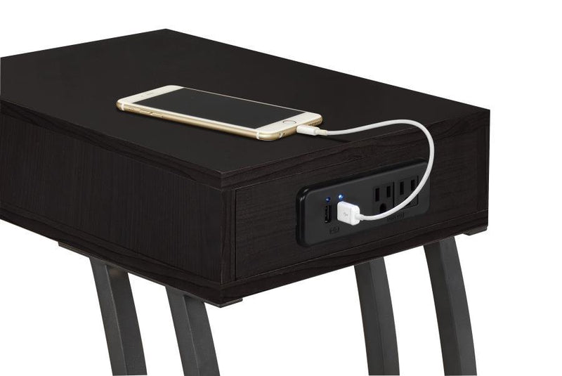 Troy - 1-Drawer C-Shaped Side Table Power Outlet