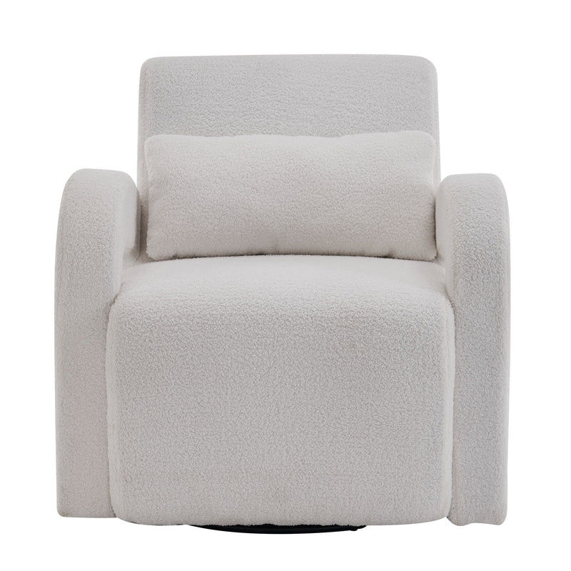 Cozy Teddy Fabric Armchair, Modern Sturdy Lounge Chair With Curved Arms And Thick Cushioning For Plush Comfort