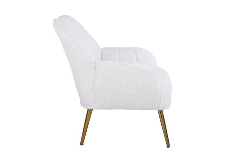 Modern Mid-Century Chair Linen Sherpa Armchair For Living Room Bedroom Office