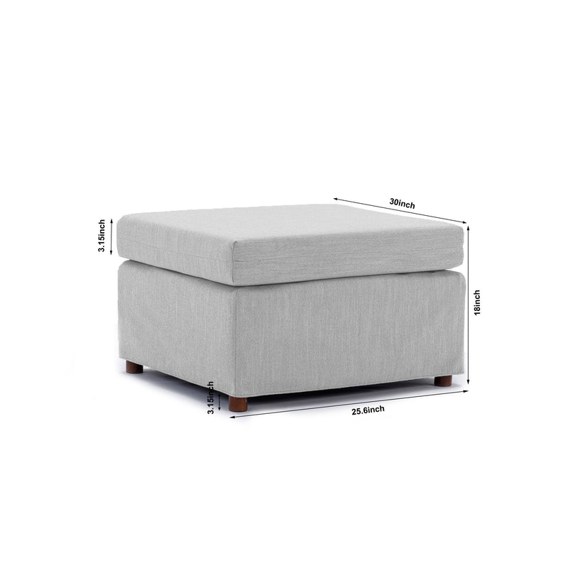 Single Seat Module Sofa Sectional Couch With Armrest With 1 Ottoman, Cushion Covers Non-Removable And Non-Washable