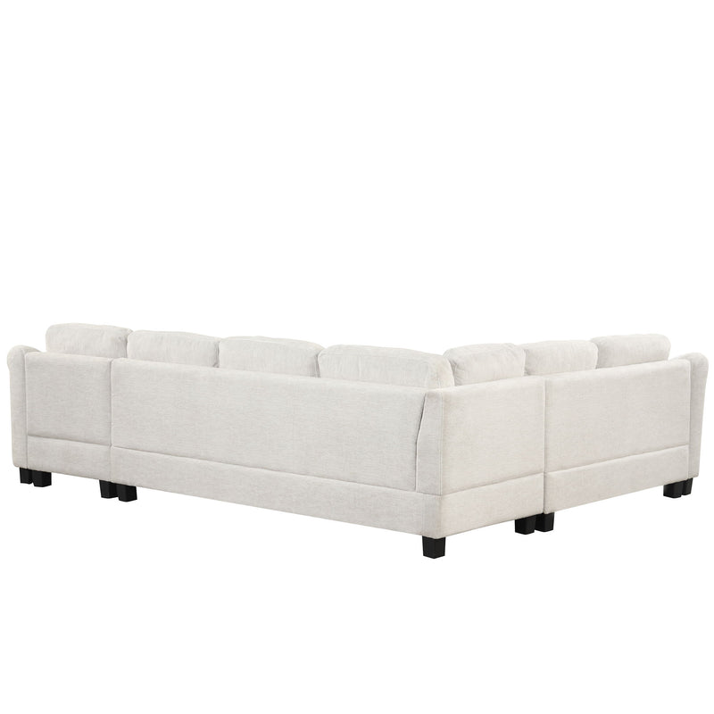 4 Pieces Sectional Sofa With Ottoman With Right Side Chaise