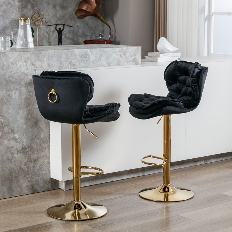 Swivel Bar Stools (Set of 2), Velvet Counter Height Adjustable Barstools, Dining Bar Chairs Upholstered Modern Bar Stool For Kitchen Island, Cafe, Bar Counter, Dining Room