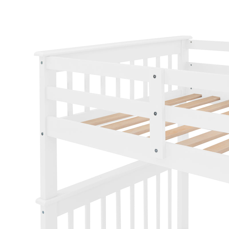 Stairway Twin-Over-Twin Bunk Bed with Storage and Guard Rail for Bedroom, Dorm, White color(OLD SKU :LP000109AAK)