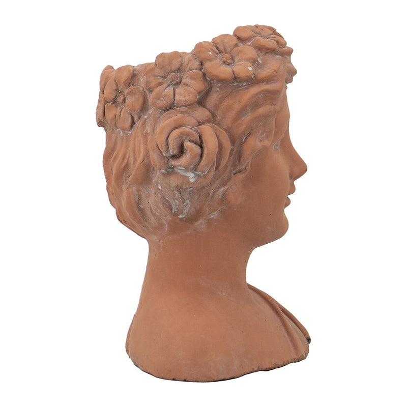 Head Bust Planter, Greek Style Cement Head Planter, Indoor Outdoor Home Garden Decor - Brown