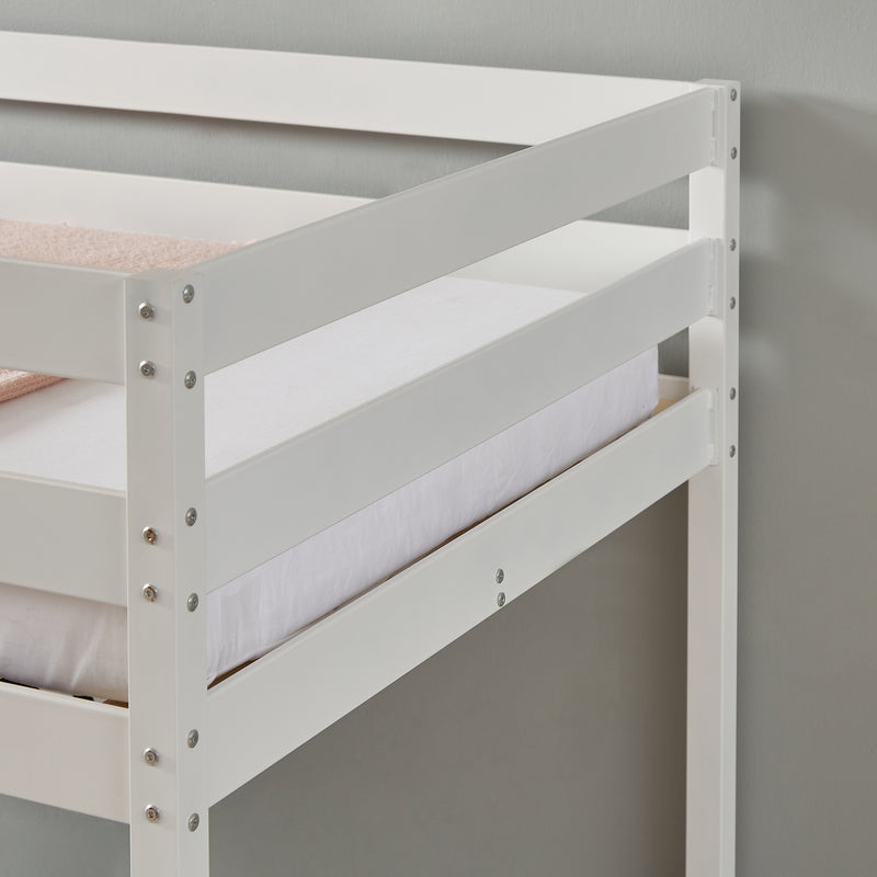 Twin Over Twin Bunk Beds Can be Turn into Upper Bed and Down Desk, Cushion Sets are Free for Kids, Teens, Girls, Boys. White,79''L x 40.9''W x 79''H.