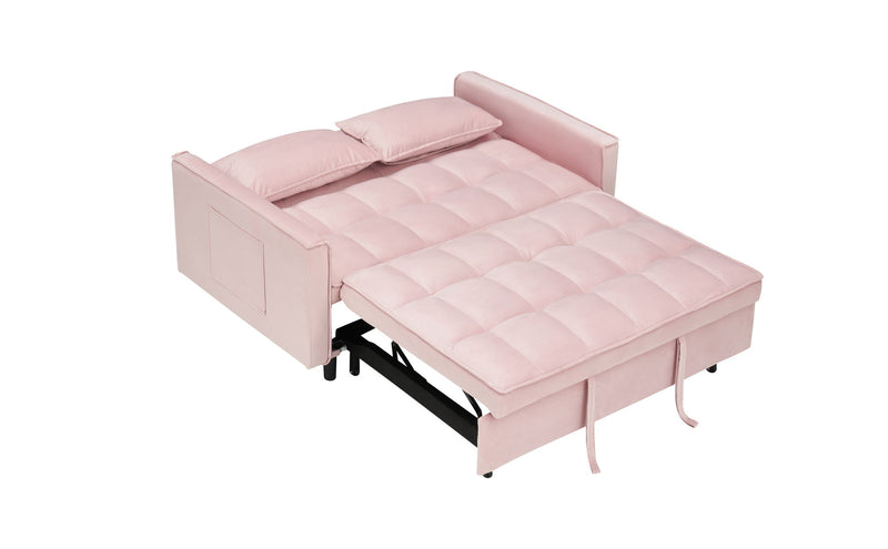 Modern Velvet Sofa, Sofa Pull-Out Bed, Small Love Seat Casual Sofa With Back, With Pillow, Pockets, Living Room Furniture, 3 In 1 Convertible Sleep Sofa Bed