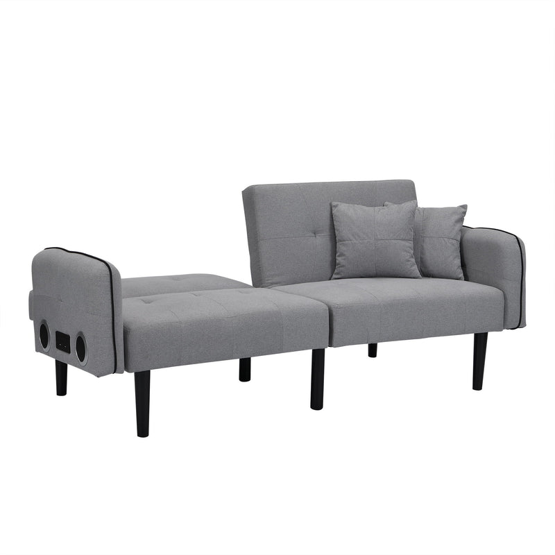 Folding Ottoman Sofa Bed With Stereo - Gray Fabric