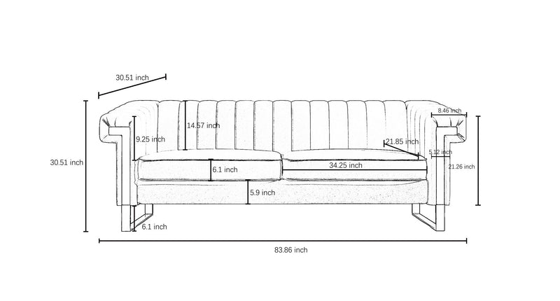 Fx-P81Pu-Bk Fashionable Sofa For Livingroom And Office Room 3S Sofa (Temu Suitable) - Black