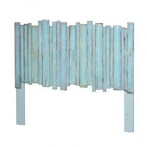 Blue Picket Fence Queen Headboard